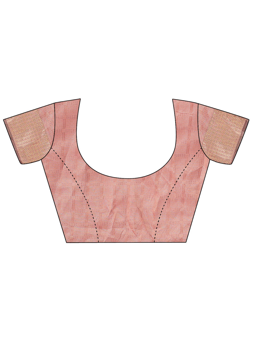 Peach Organza Saree with Golden Zari Border and Blouse