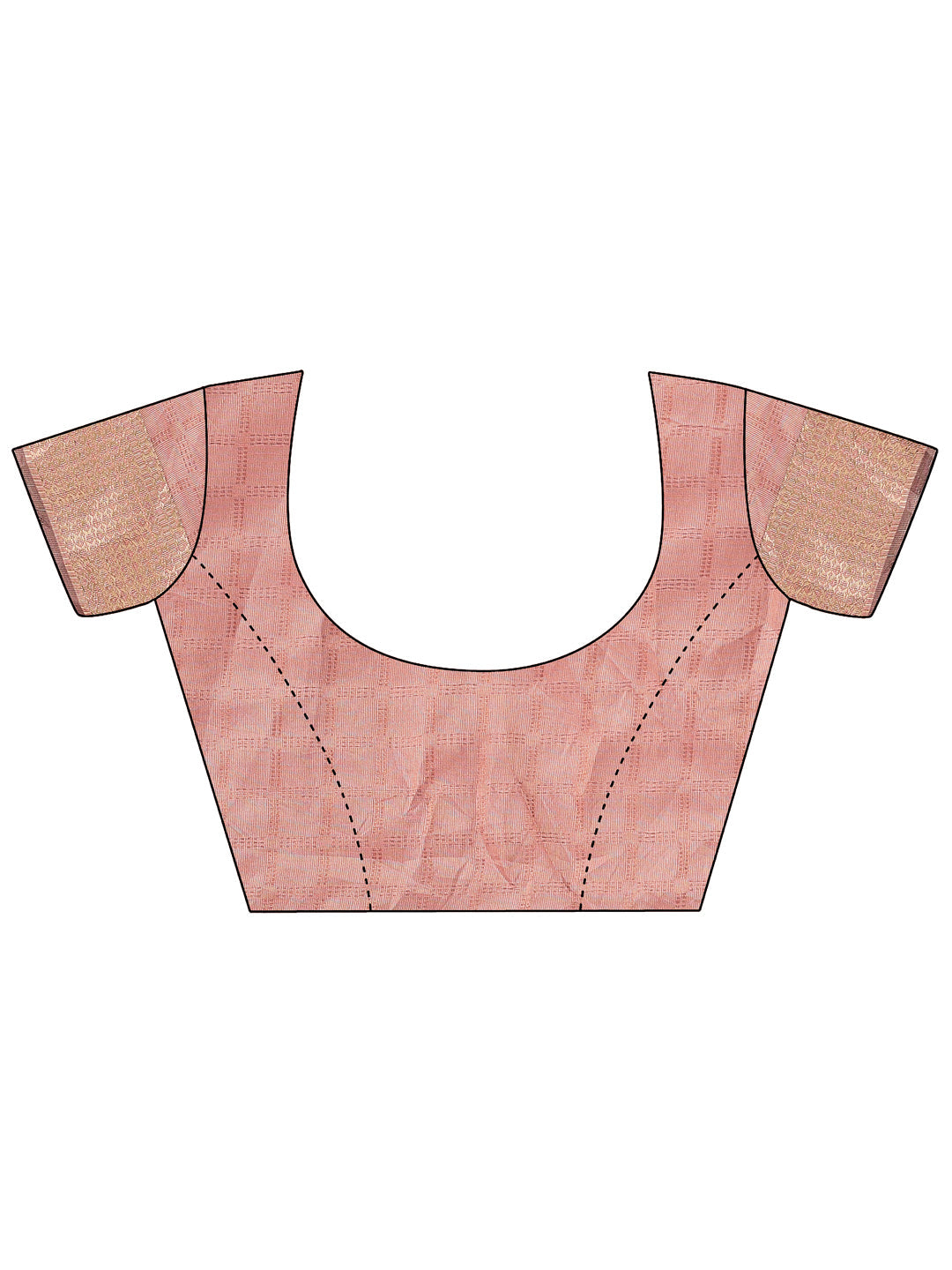 Peach Organza Saree with Golden Zari Border and Blouse