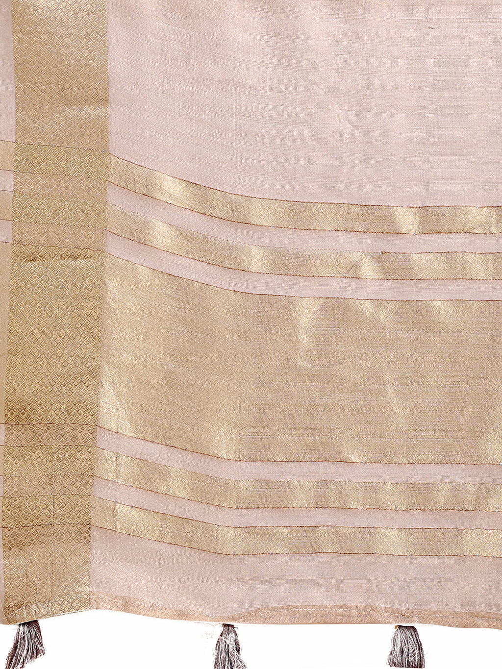 Light Pink Organza Woven Zari Saree with Traditional Tassels