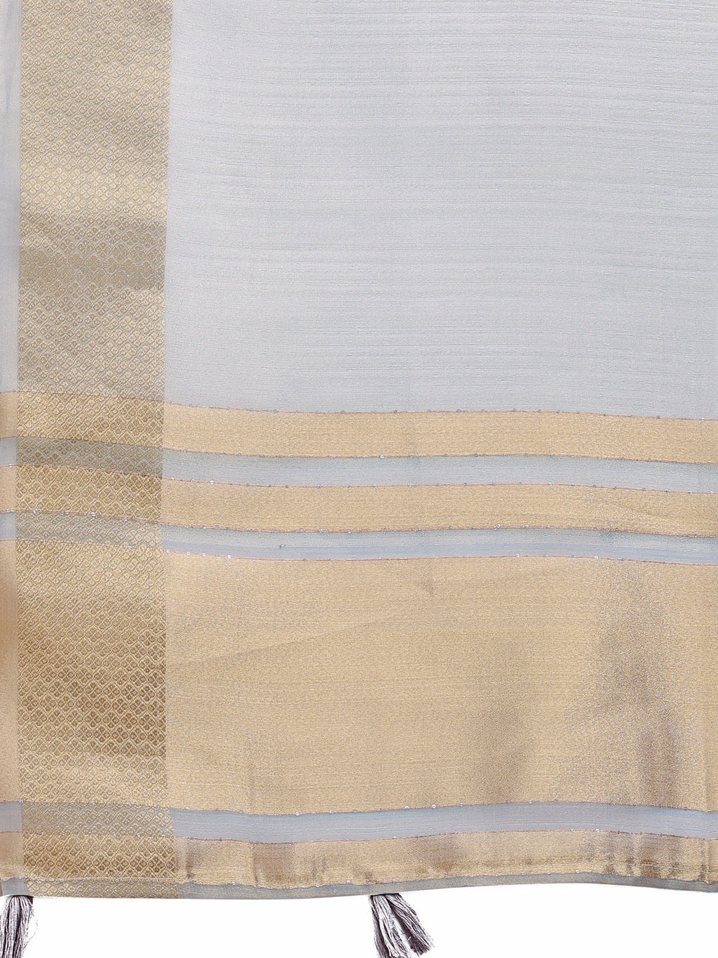 Sky Blue Organza Saree with Woven Zari Work and Tassels