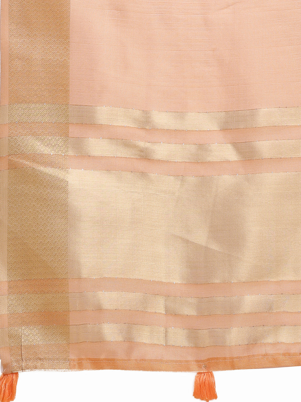 Orange Organza Saree with Woven Zari Work and Traditional Tassels