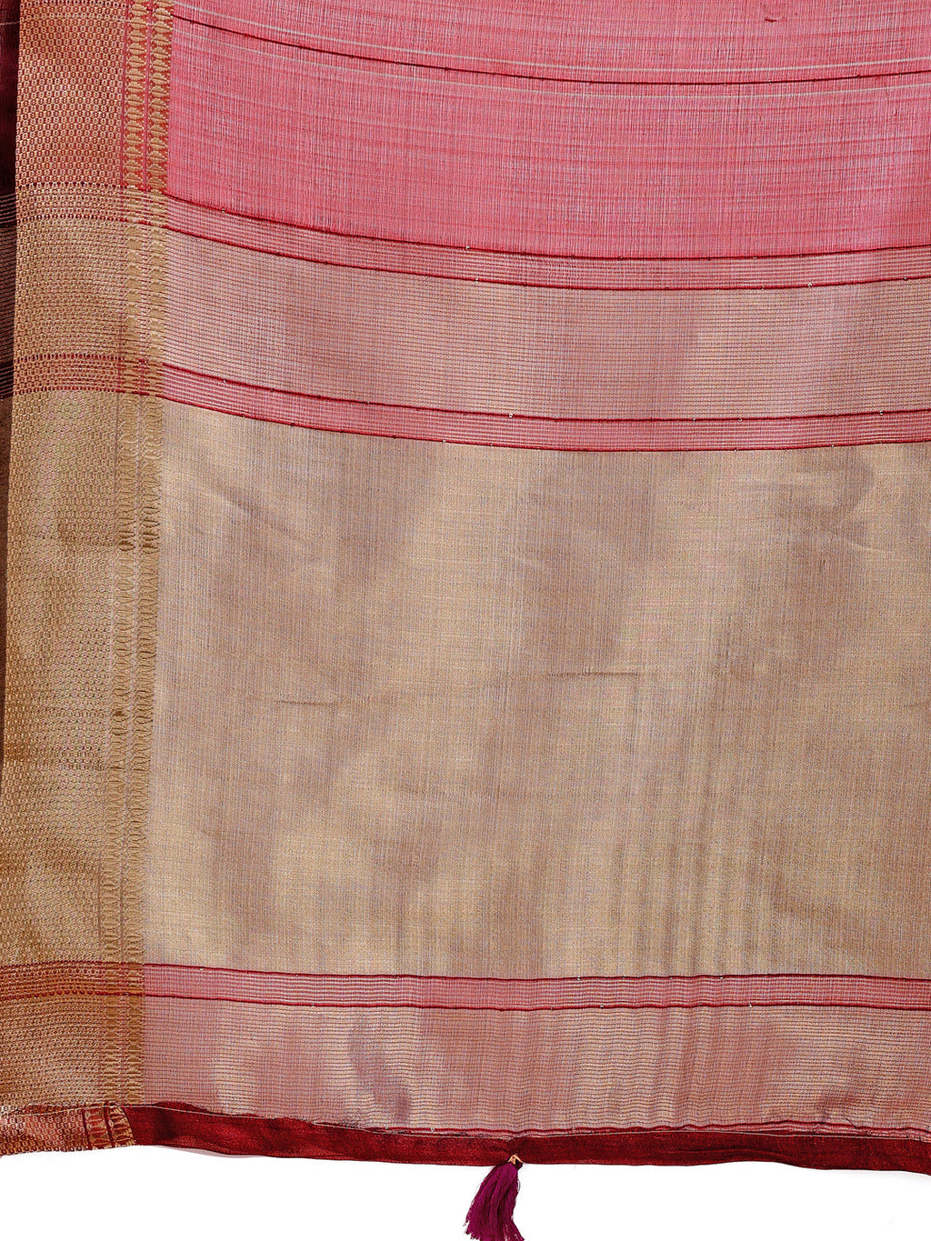 Maroon Organza Saree with Woven Zari Work and Tassel Details