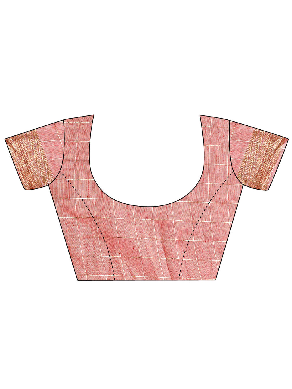 Peach Organza Saree with Woven Zari Work and Tassel Detail