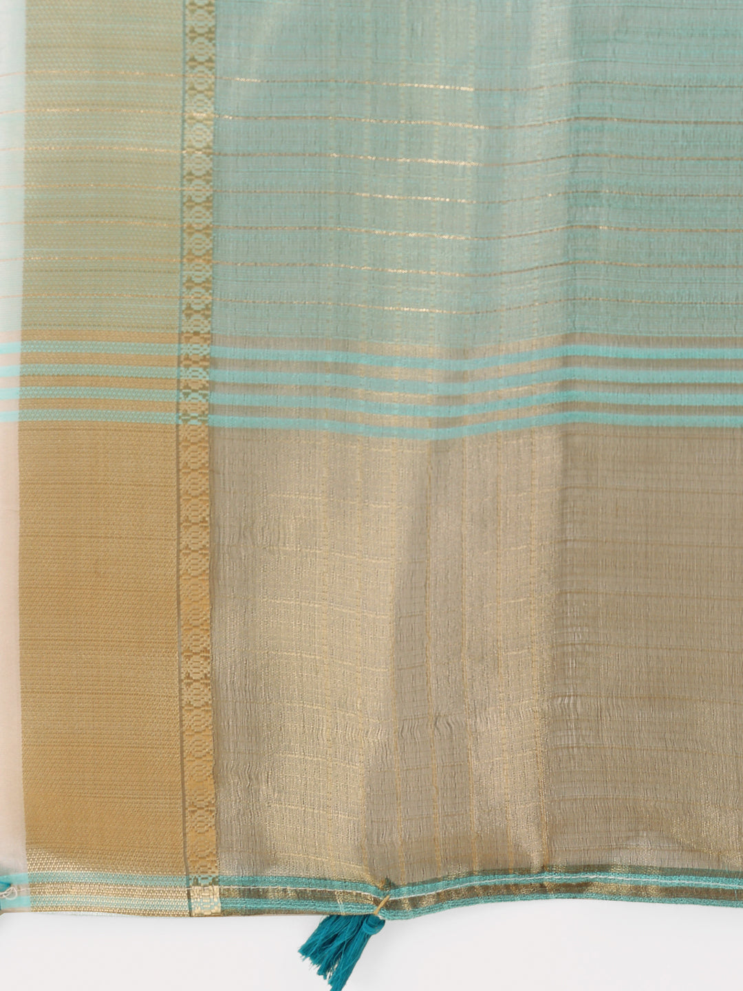 Light Blue Organza Saree with Gold Checked Design
