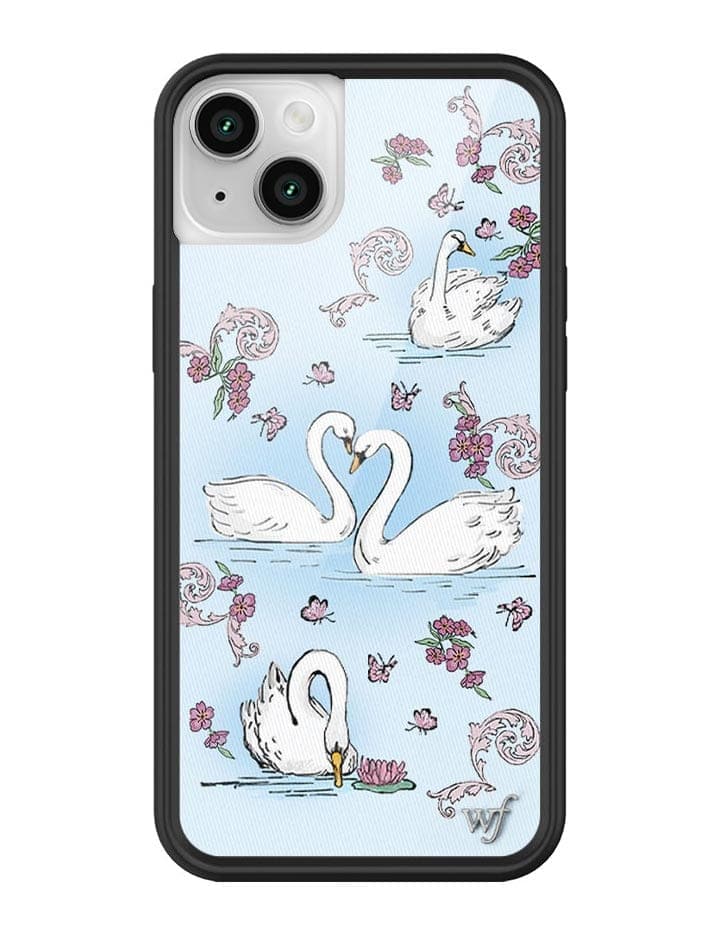 Swan Lake iPhone Case with Floral Cottagecore Print and Bumper
