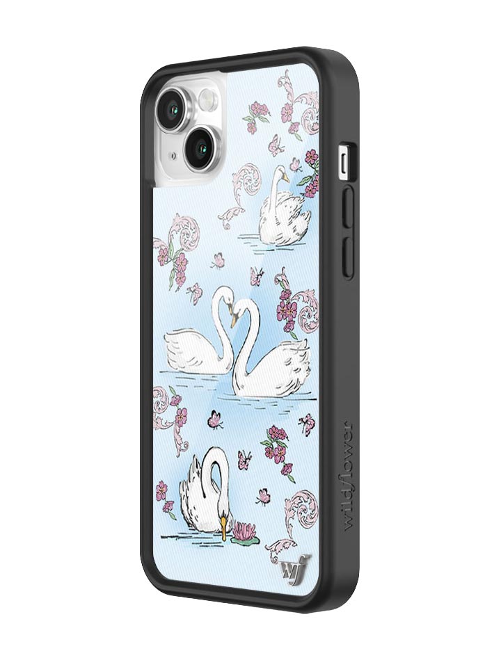 Swan Lake iPhone Case with Floral Cottagecore Print and Bumper