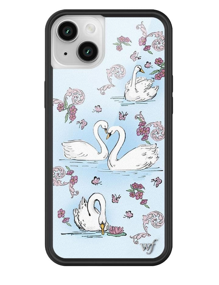Swan Lake iPhone Case with Floral Cottagecore Print and Bumper