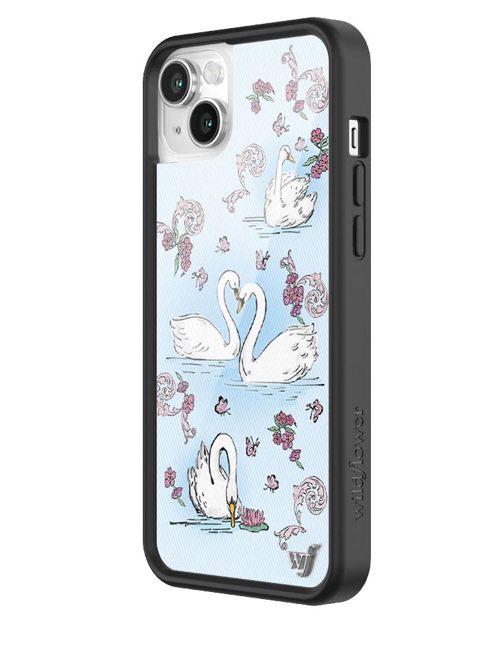Swan Lake iPhone Case with Floral Cottagecore Print and Bumper