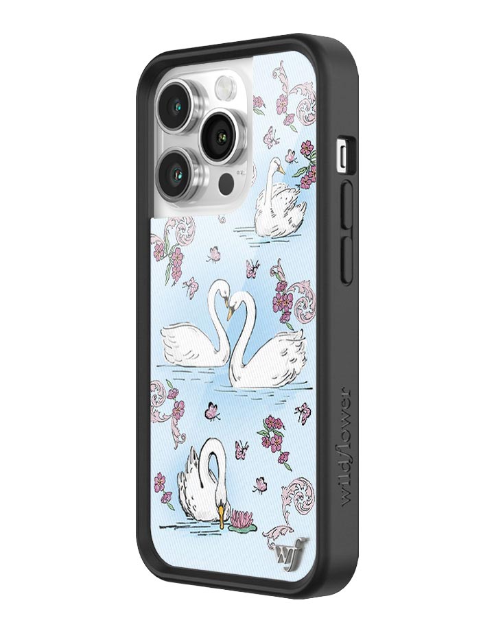 Swan Lake iPhone Case with Floral Cottagecore Print and Bumper