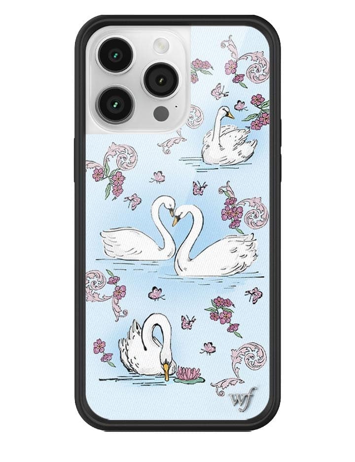 Swan Lake iPhone Case with Floral Cottagecore Print and Bumper