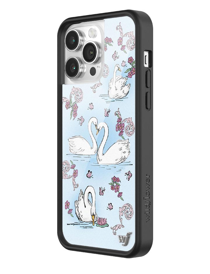 Swan Lake iPhone Case with Floral Cottagecore Print and Bumper