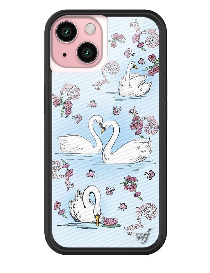 Swan Lake iPhone Case with Floral Cottagecore Print and Bumper