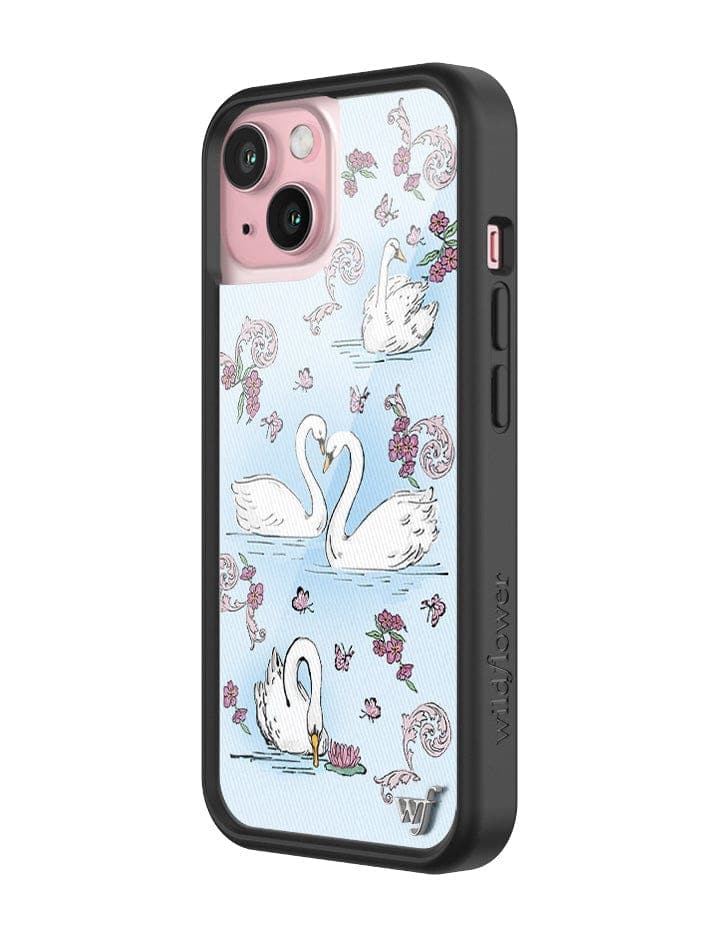 Swan Lake iPhone Case with Floral Cottagecore Print and Bumper