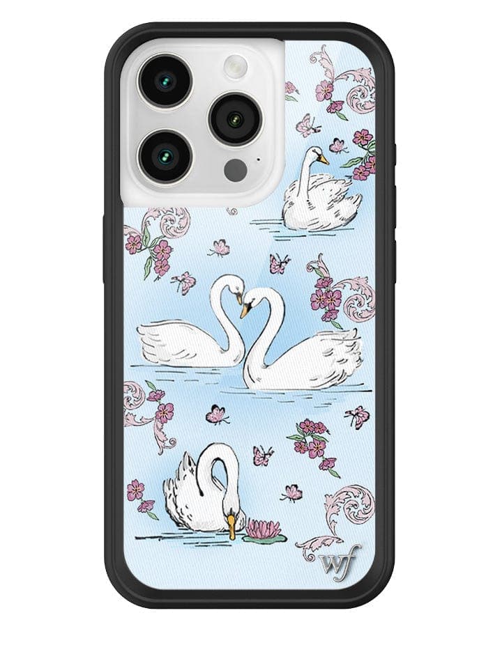 Swan Lake iPhone Case with Floral Cottagecore Print and Bumper