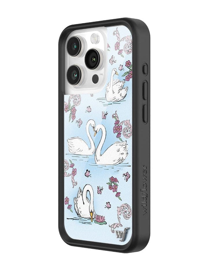 Swan Lake iPhone Case with Floral Cottagecore Print and Bumper