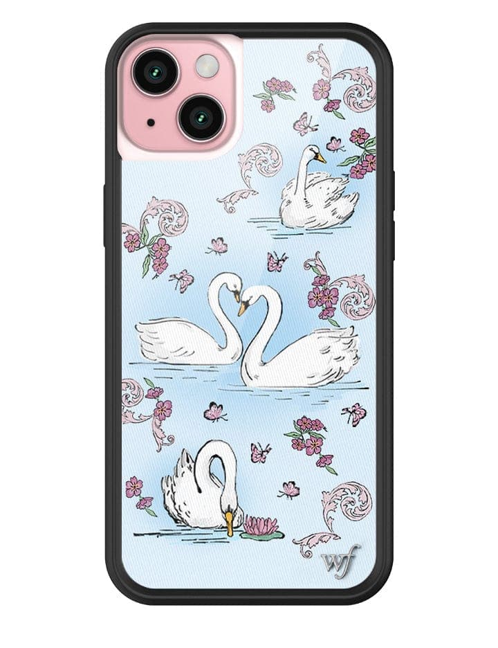 Swan Lake iPhone Case with Floral Cottagecore Print and Bumper