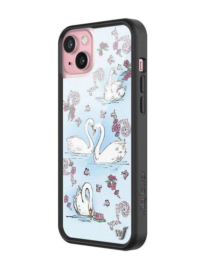Swan Lake iPhone Case with Floral Cottagecore Print and Bumper