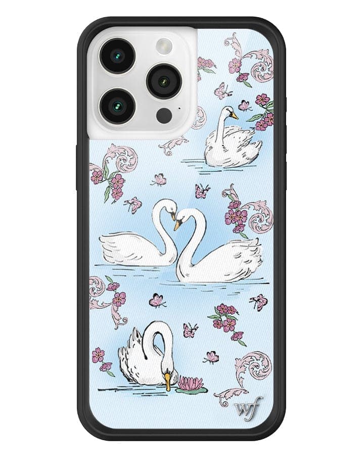 Swan Lake iPhone Case with Floral Cottagecore Print and Bumper