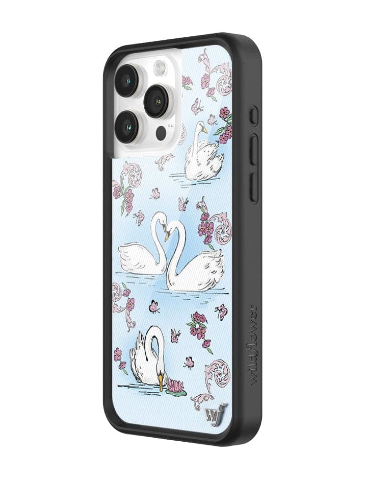 Swan Lake iPhone Case with Floral Cottagecore Print and Bumper