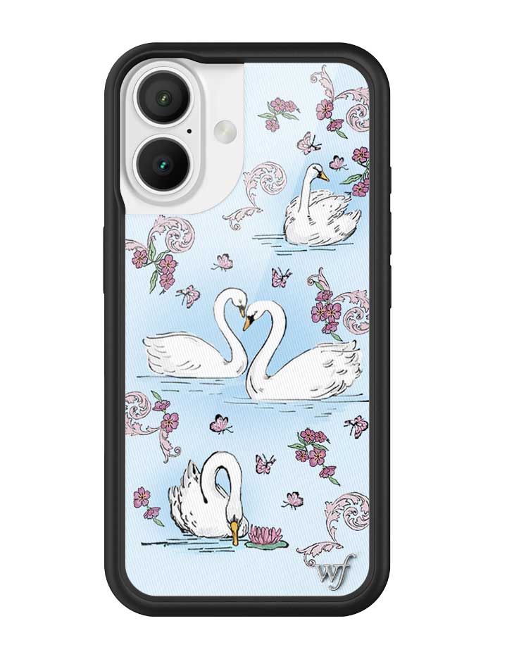 Swan Lake iPhone Case with Floral Cottagecore Print and Bumper