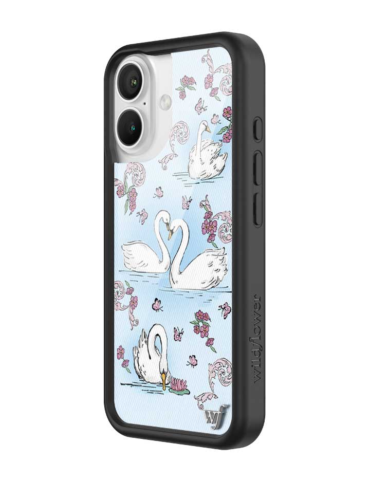 Swan Lake iPhone Case with Floral Cottagecore Print and Bumper