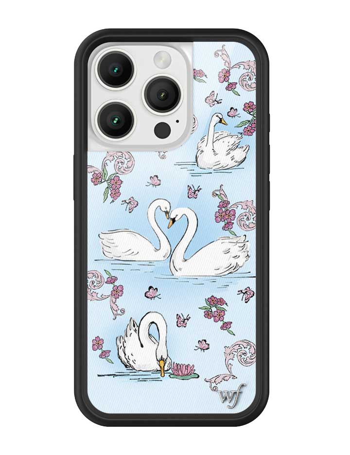 Swan Lake iPhone Case with Floral Cottagecore Print and Bumper