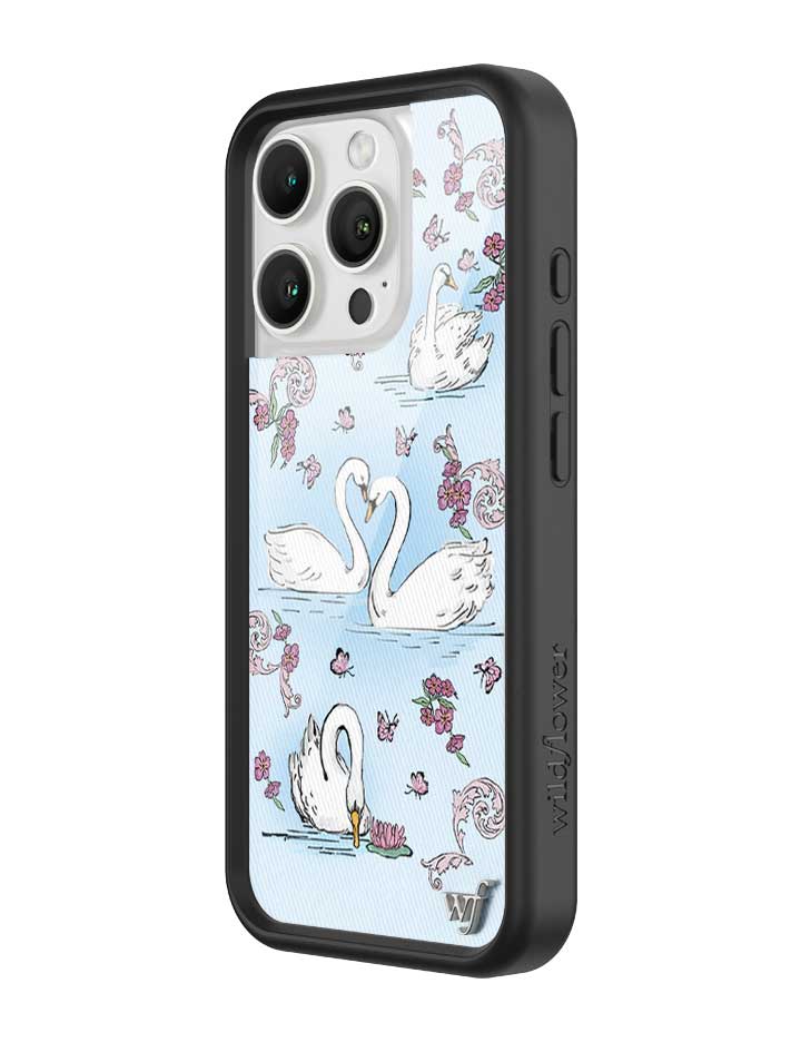 Swan Lake iPhone Case with Floral Cottagecore Print and Bumper