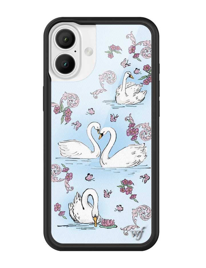 Swan Lake iPhone Case with Floral Cottagecore Print and Bumper