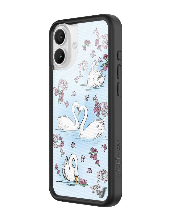 Swan Lake iPhone Case with Floral Cottagecore Print and Bumper