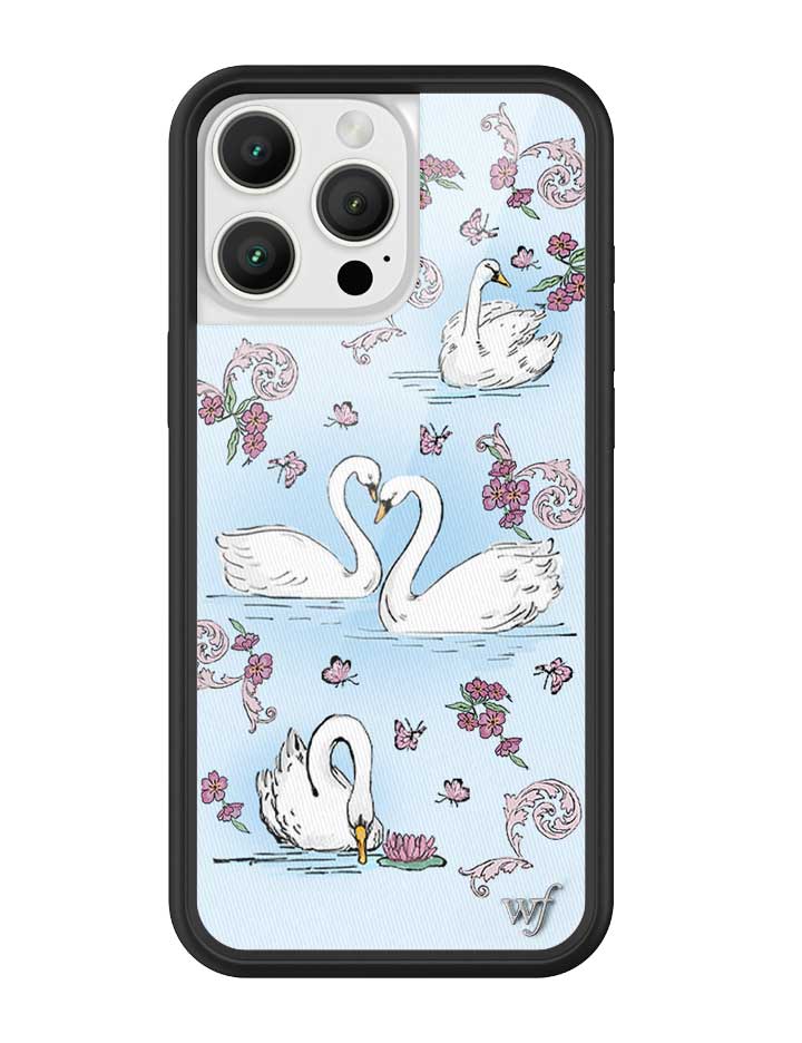 Swan Lake iPhone Case with Floral Cottagecore Print and Bumper