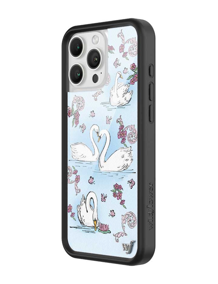 Swan Lake iPhone Case with Floral Cottagecore Print and Bumper