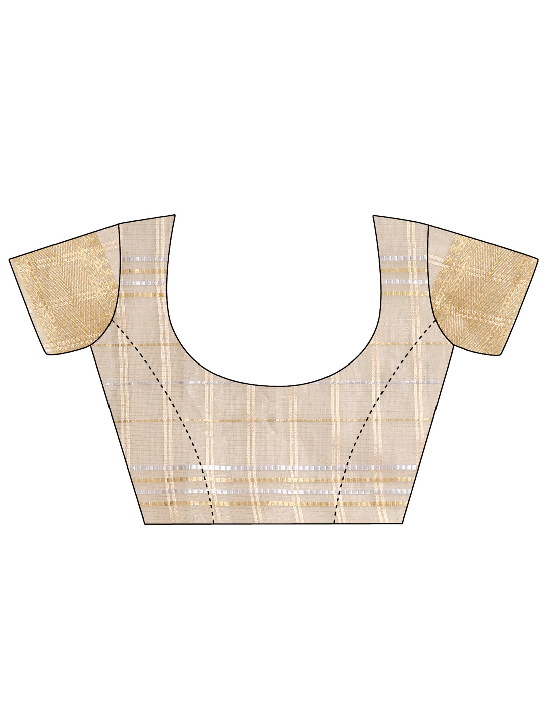Beige Organza Saree with Woven Zari Work and Traditional Tassels