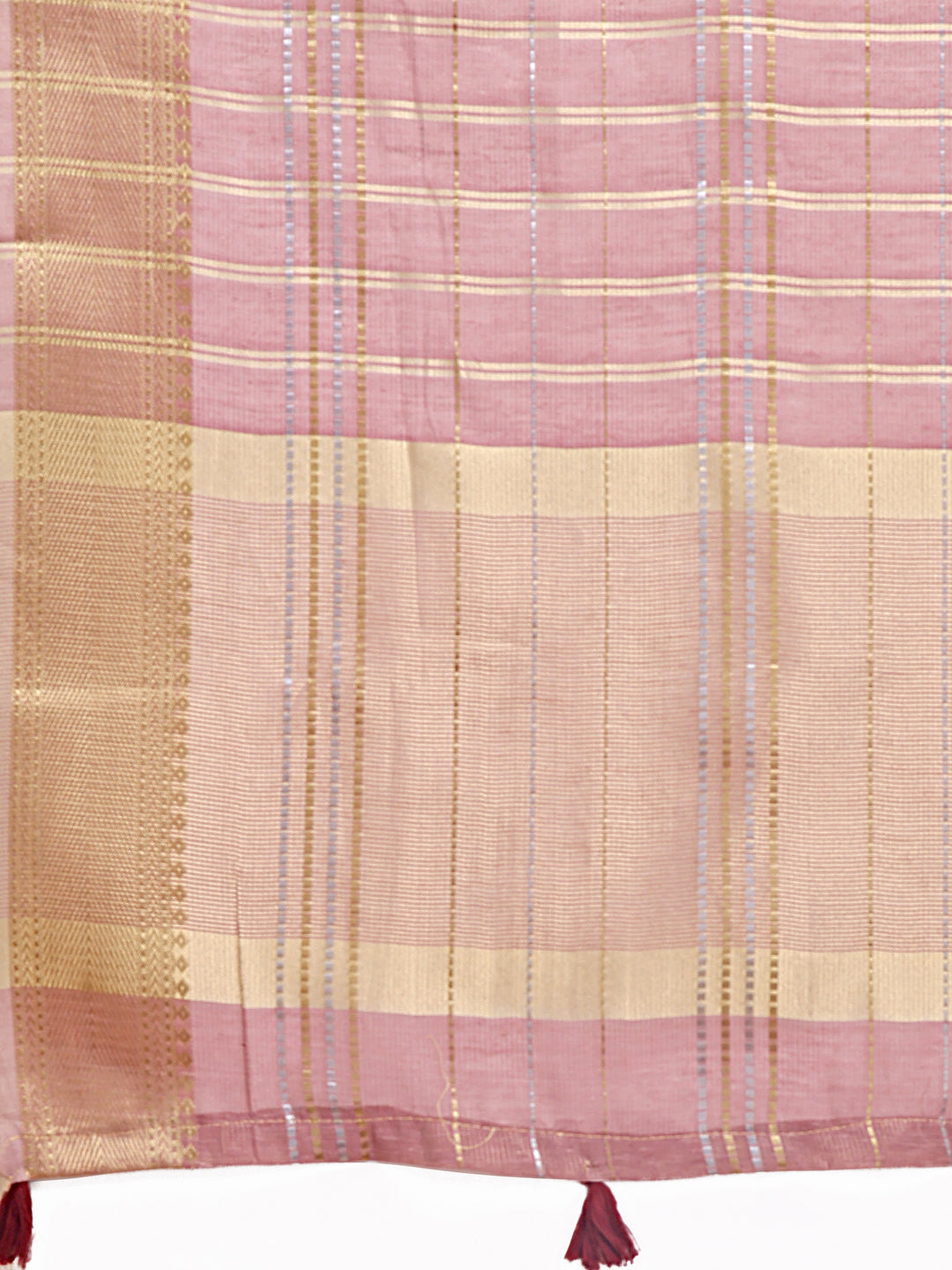 Purple Organza Saree with Woven Zari Work and Tassel Details