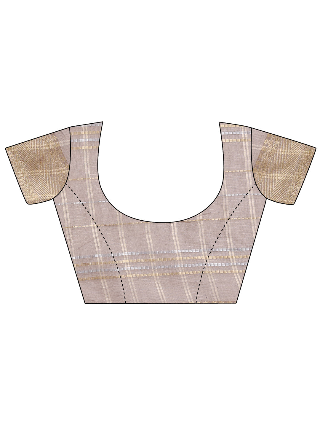 Tan Organza Saree with Woven Zari Work and Tassel Detail