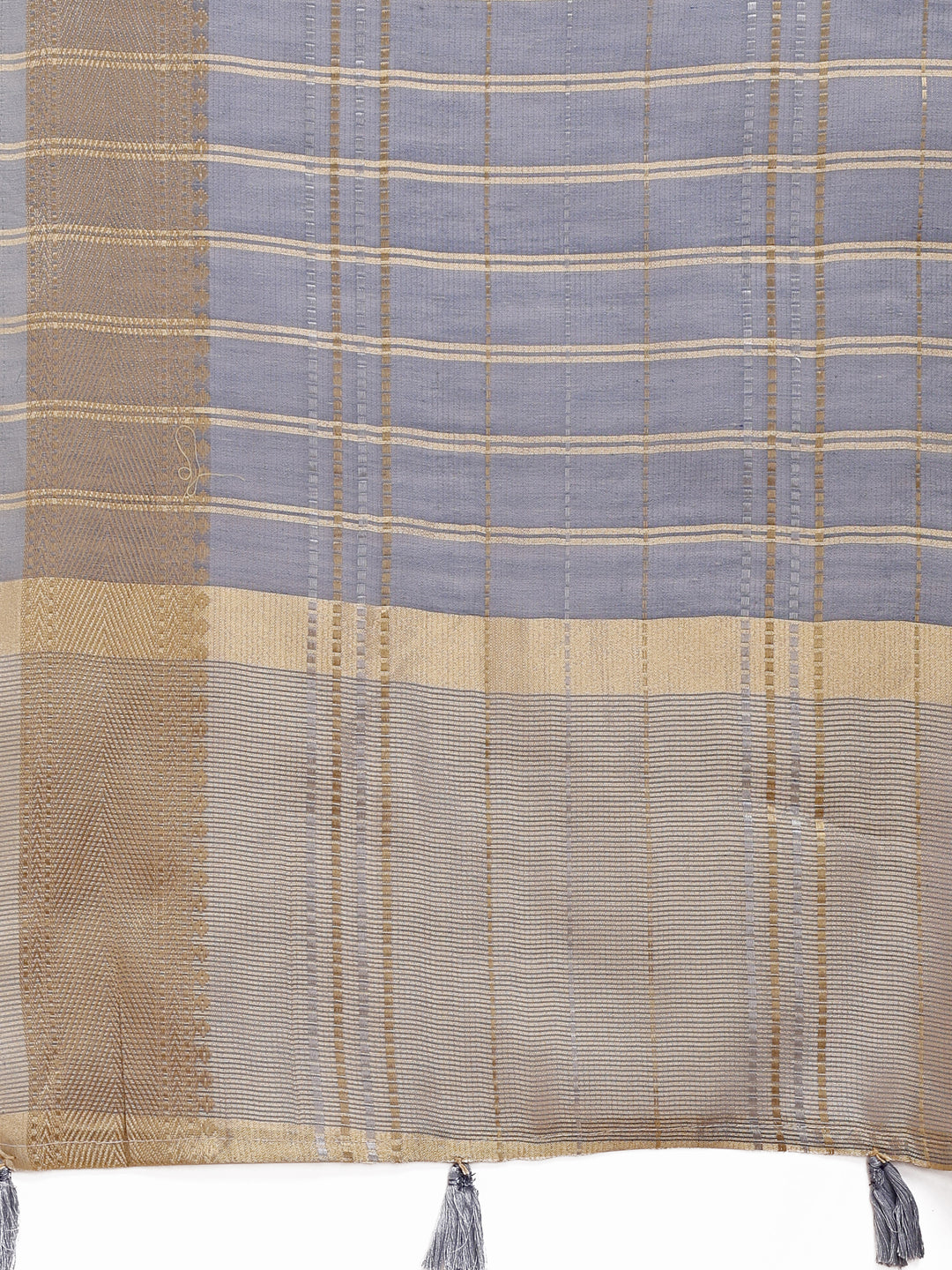 Sky Blue Organza Saree with Woven Zari Work and Traditional Tassels