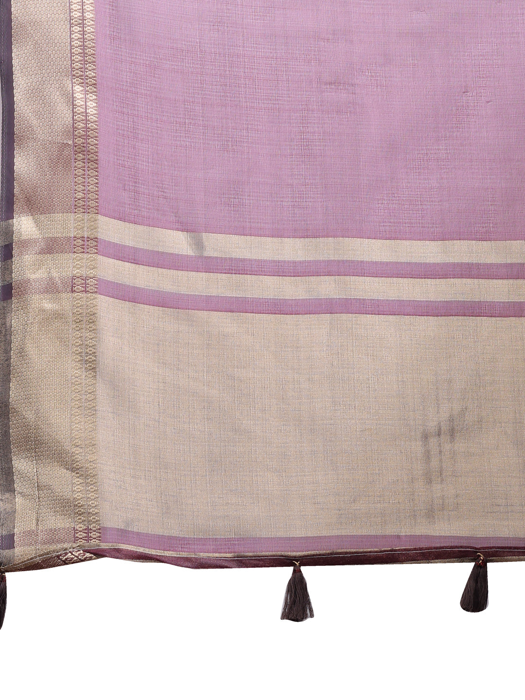 Purple Organza Woven Zari Work Traditional Tassel Saree