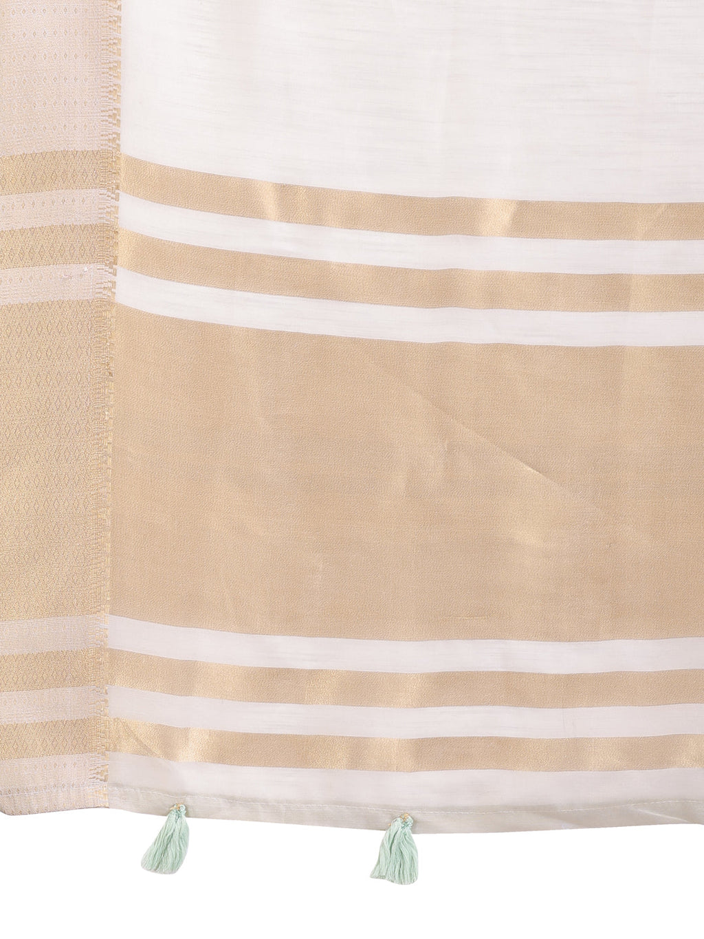 Grey Woven Linen Saree with Contrast Zari Border and Tassels