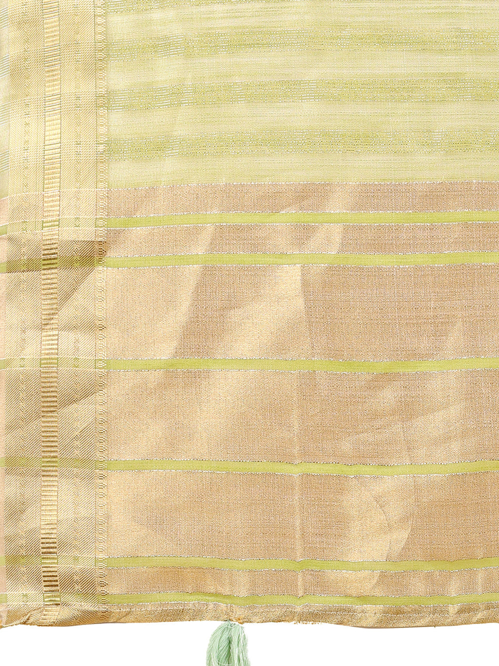 Light Green Organza Woven Zari Saree with Traditional Tassels