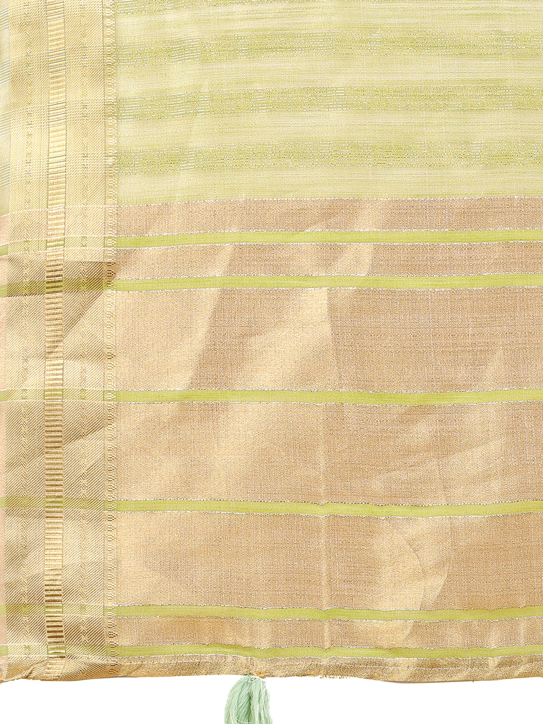 Light Green Organza Woven Zari Saree with Traditional Tassels