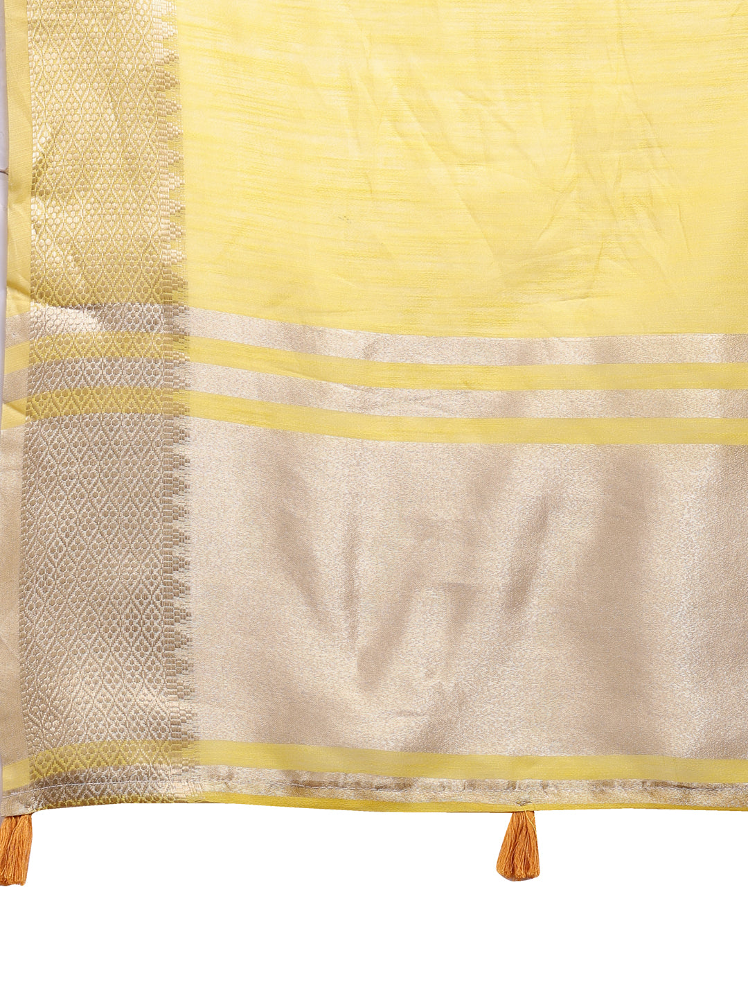 Yellow Gold Cotton Ready-to-Wear Saree with Golden Border