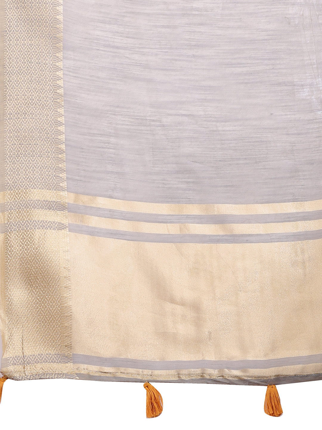 Grey Gold Cotton Ready-to-Wear Saree with Golden Borders