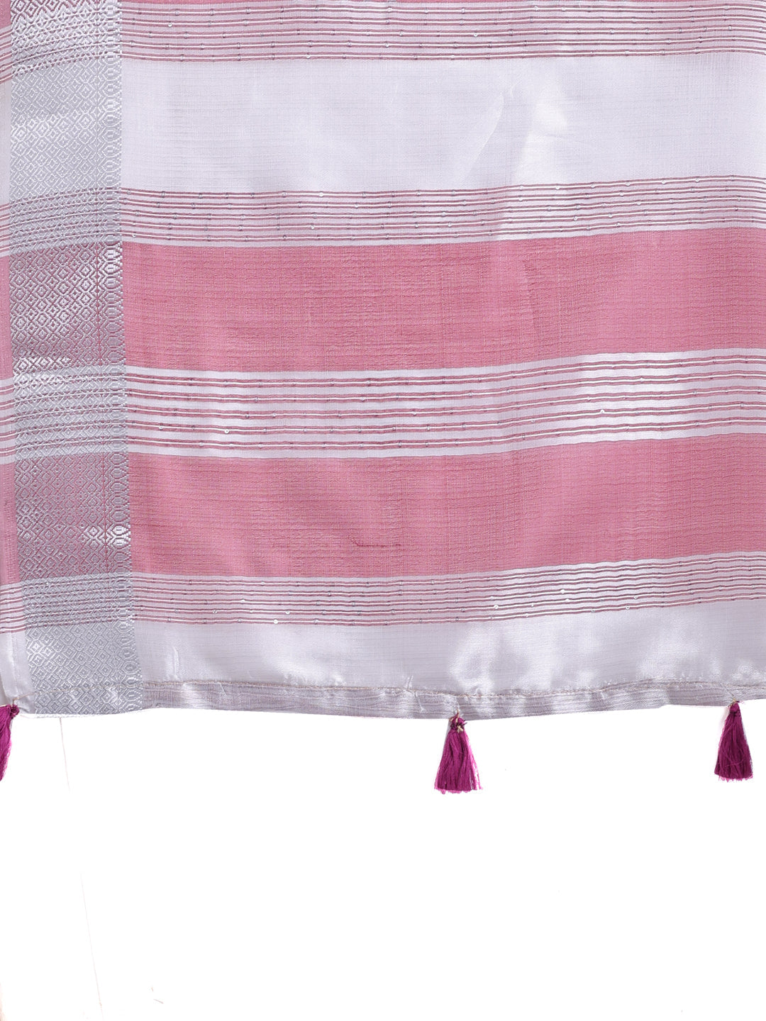 Purple Organza Saree with Traditional Woven Zari and Tassels