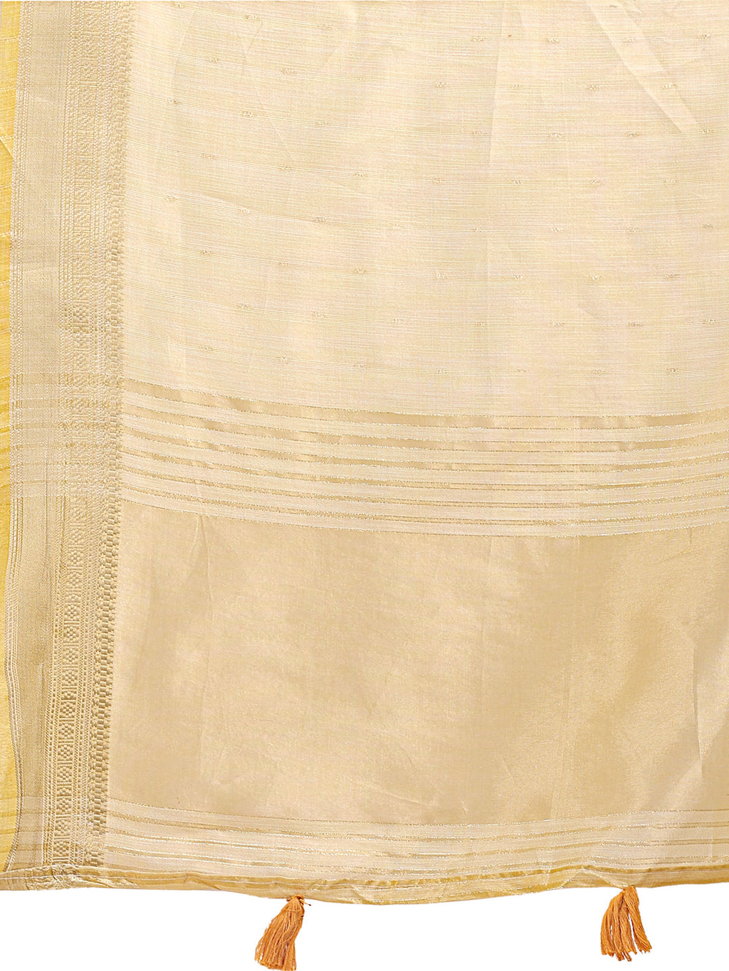 Yellow Organza Woven Zari Saree with Traditional Tassels