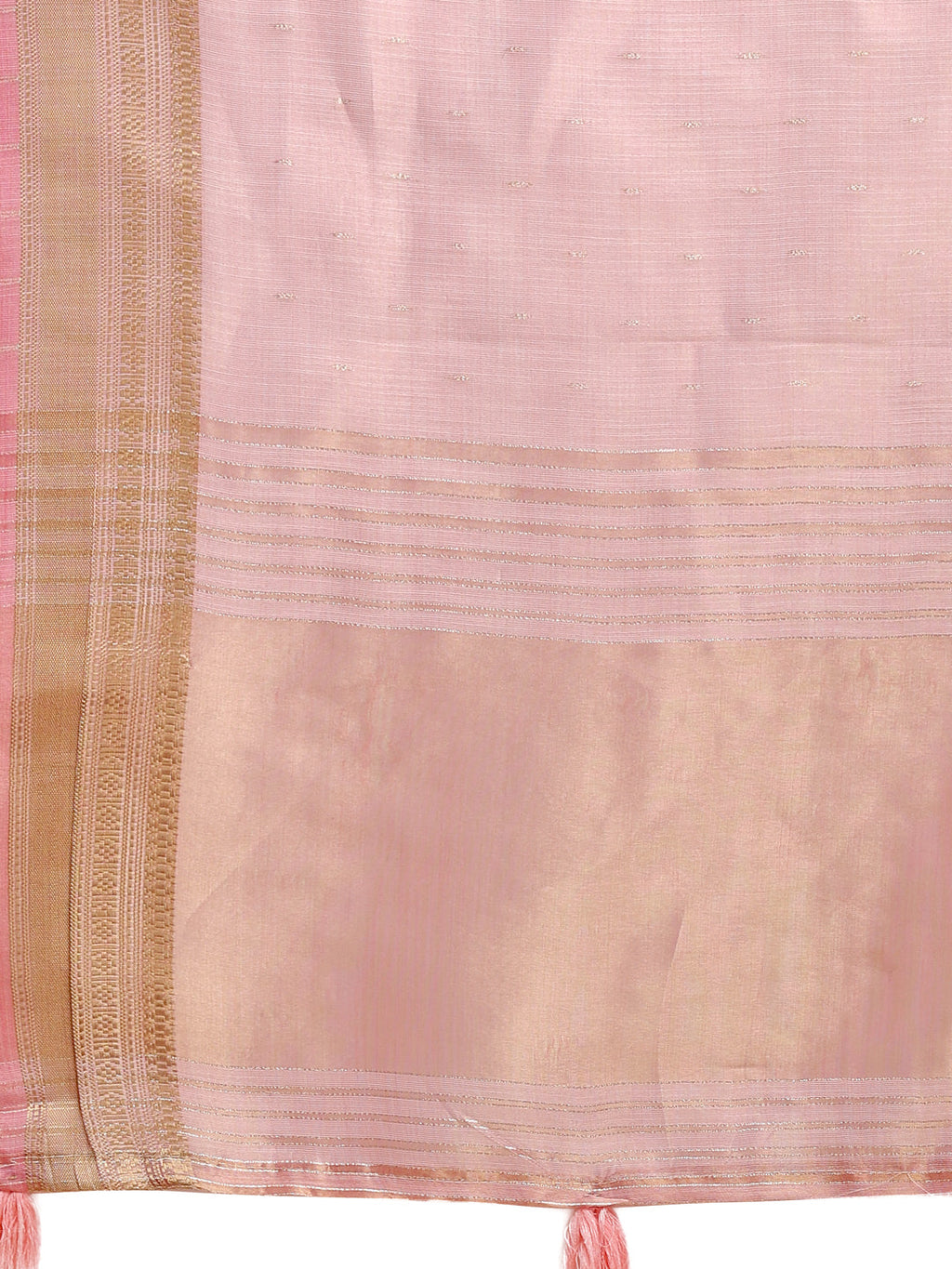 Light Pink Organza Saree with Traditional Woven Zari and Tassels