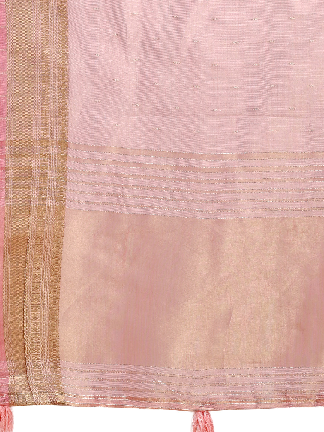 Light Pink Organza Saree with Traditional Woven Zari and Tassels