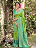 Rama Green soft silk saree with matching blouse piece draped elegantly