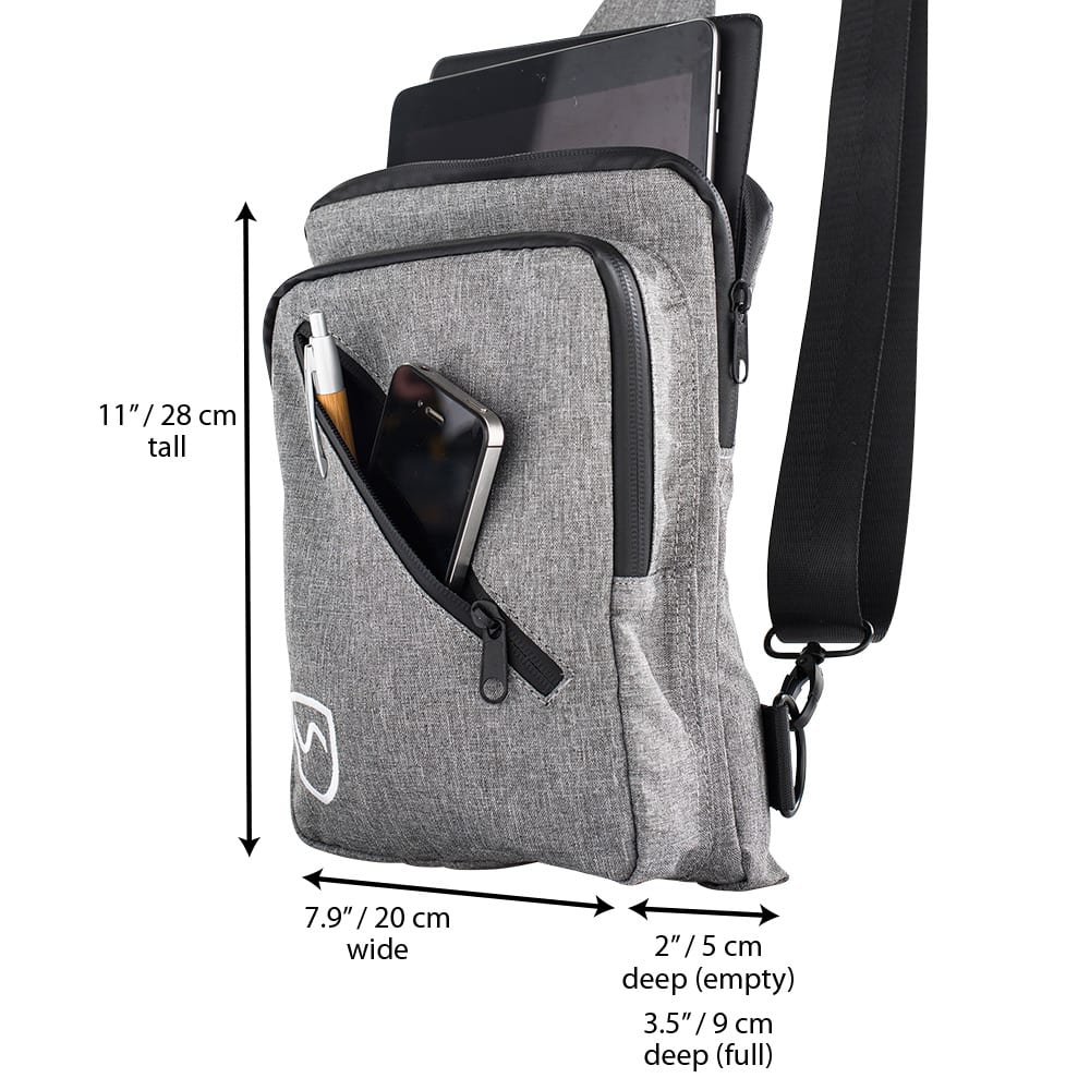 EMF Shielding Sling Bag for Cell Phones and Tablets Gray - Image 4