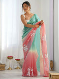 Rama Peach gold crush embroidered saree with matching Roto Banglori blouse