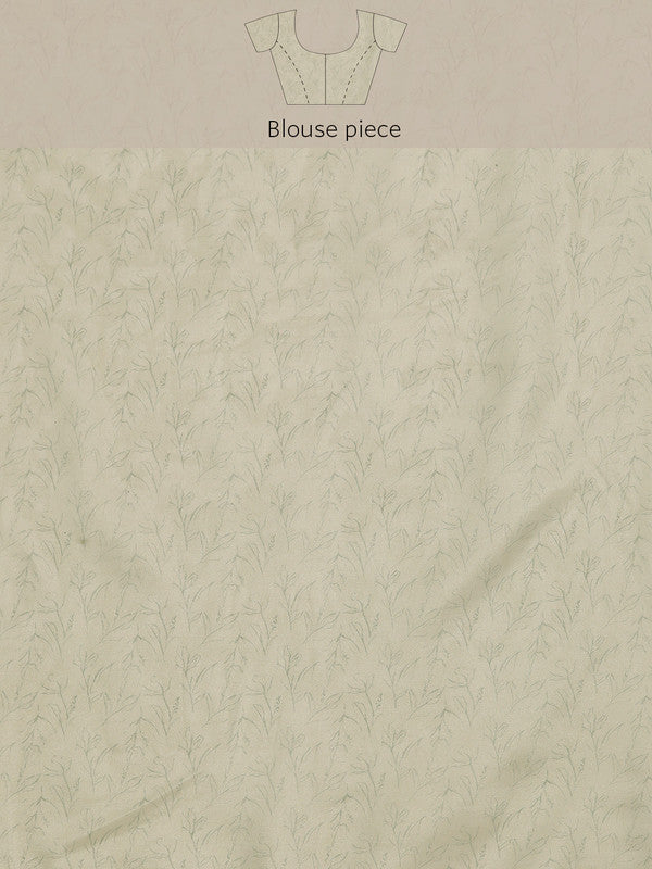 Beige Silk Blend Geometric Digital Print Saree with Blouse Piece