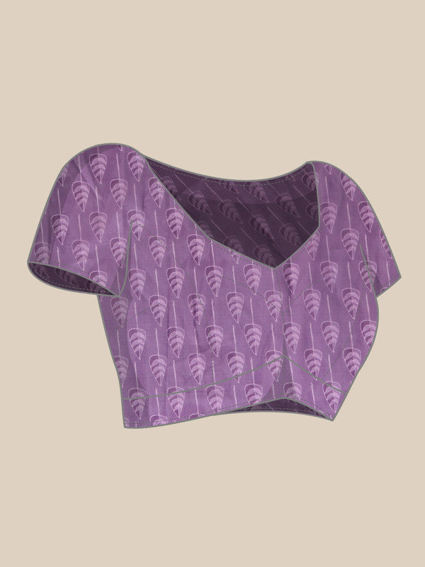 Lavender Silk Blend Floral Digital Print Saree with Blouse Piece